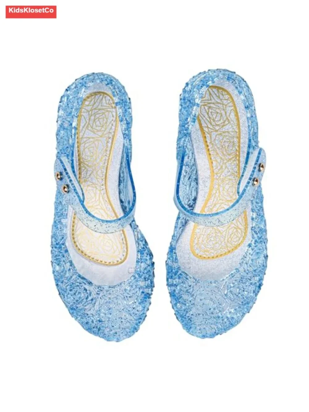 Girls Jelly Sandals with Crystal Upper, Hook-and-Loop Strap, Non-Slip Sole